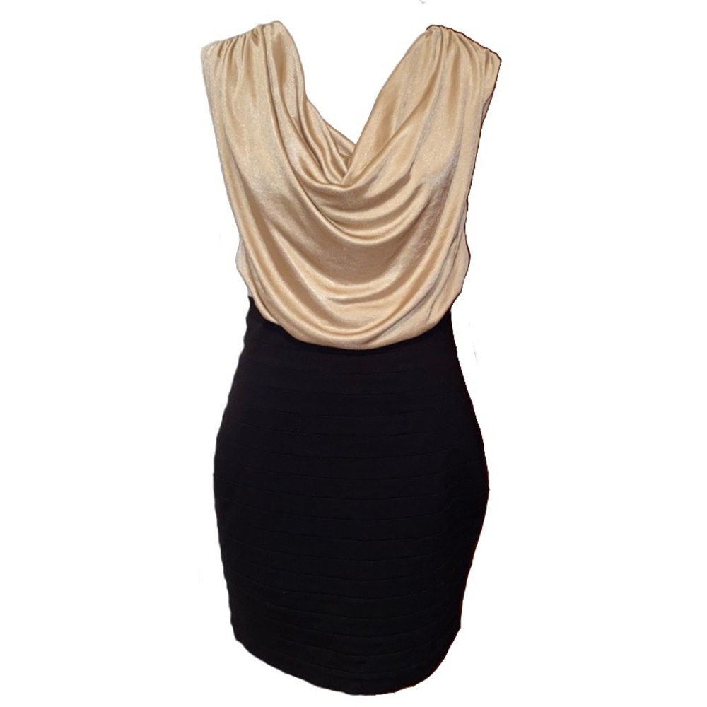 Gold & Black Bodycon Mini Dress